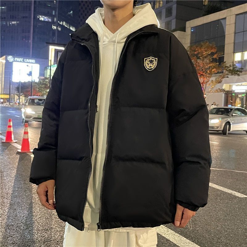 Winter trendy student loose hooded cotton coat men's Korean style couple Hong Kong style winter clothing thickened versatile bread coat