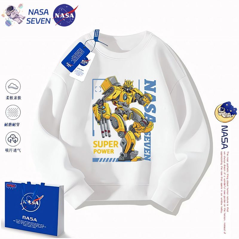 NASA卡通大黃蜂純棉衛衣男兒童洋氣秋冬季變形金剛長袖上衣兄弟裝