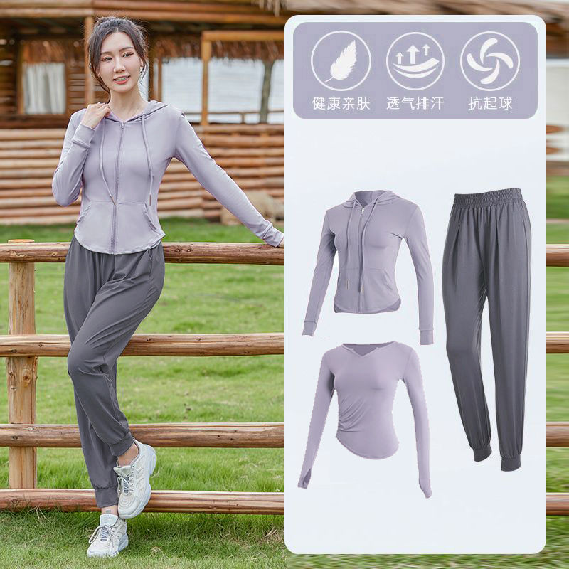 Yoga clothing suit for women 2023 autumn and winter new outdoor morning running windproof gym Pilates training sportswear