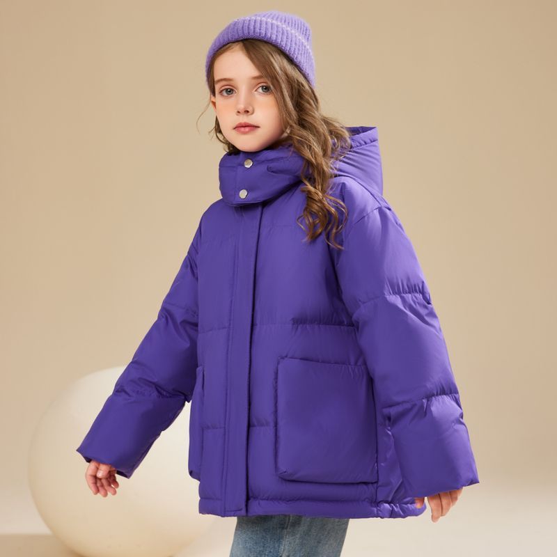 Children and girls medium-length down jacket  new winter thickened cold-proof fur collar ins style jacket for big girls