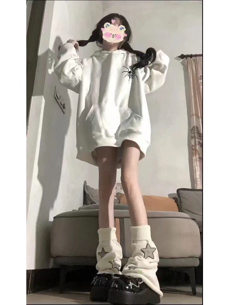 100%紡棉美式潮牌寬鬆休閒杏色衛衣oversize小眾設計感ins上衣女