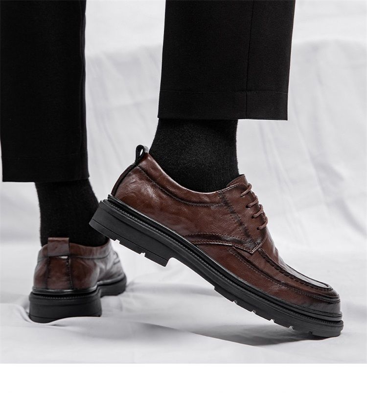 Brown leather autumn high-end business wide head British style men's suit wedding groom's shoes_vogvips.com