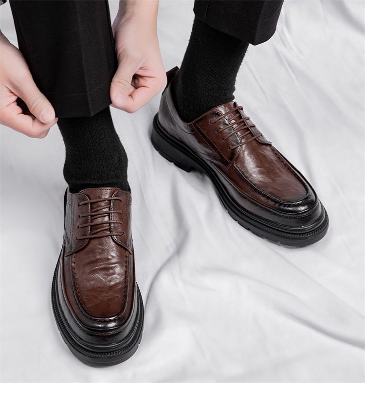 Brown leather autumn high-end business wide head British style men's suit wedding groom's shoes_vogvips.com