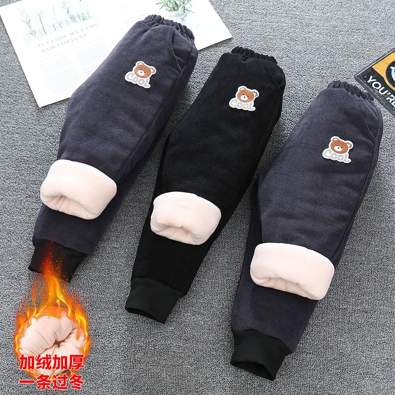 Children's quilted and thickened cotton pants  new winter pants for boys and girls, warm pants for children and middle-aged children to wear outside