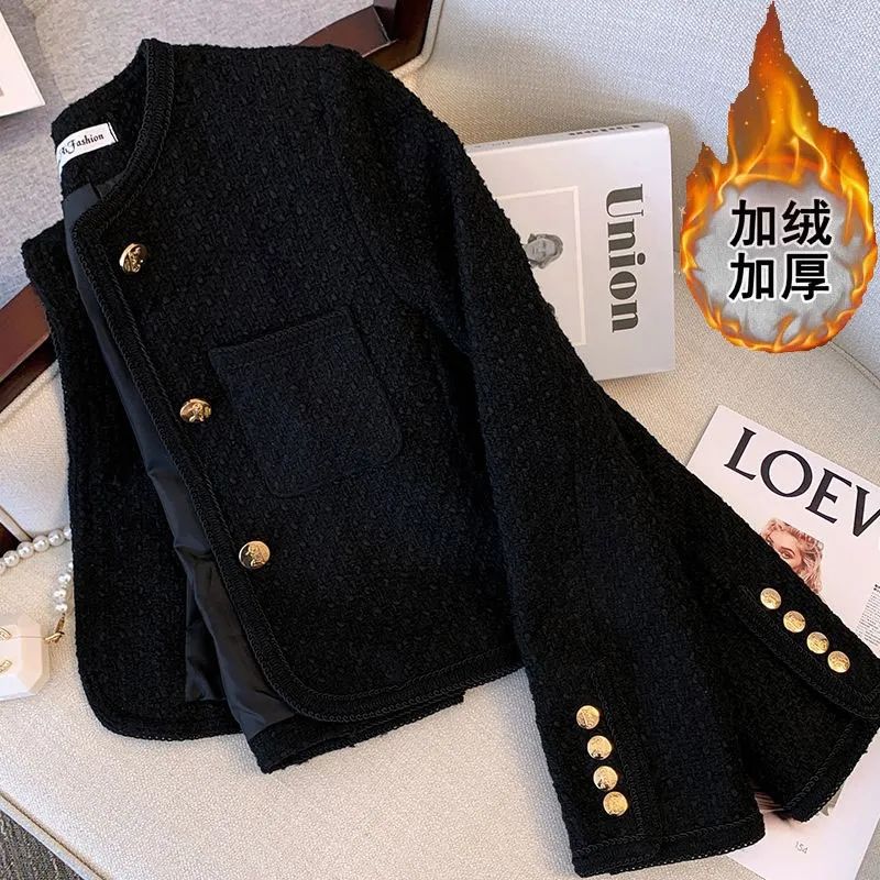 Short black fragrant jacket for women spring and autumn  new popular style light mature style high quality suit for ladies