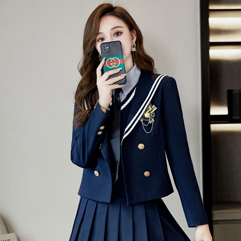 College style blazer for women, spring and autumn temperament, fashionable and foreign-style JK uniform, short short street suit