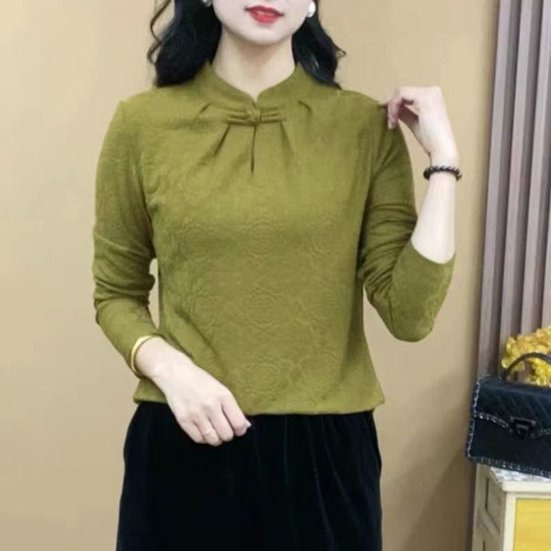 中老年女裝秋冬時尚加絨打底衫40-50歲媽媽裝洋氣顯瘦保暖T恤上衣