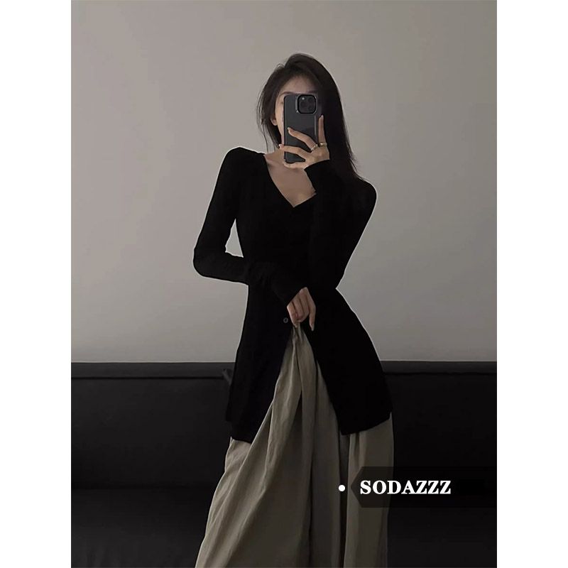 SODAZZZ今年流行爆款微胖顯瘦T恤女春秋新款修身百搭防曬開衫上衣