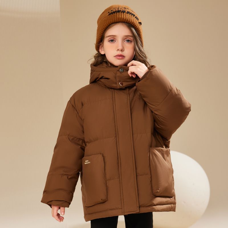 Children and girls medium-length down jacket  new winter thickened cold-proof fur collar ins style jacket for big girls