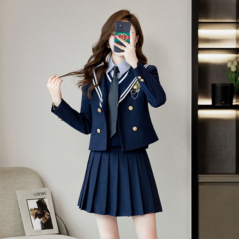 College style blazer for women, spring and autumn temperament, fashionable and foreign-style JK uniform, short short street suit
