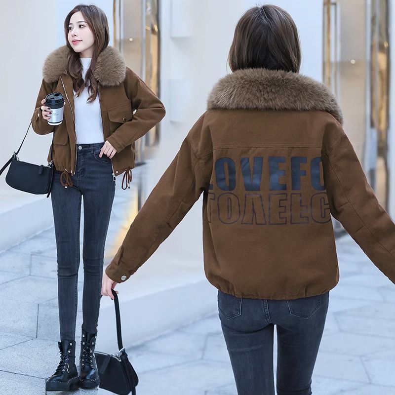 加絨加厚牛仔外套女短款派克服2023年新款秋冬季寬鬆顯瘦保暖夾克