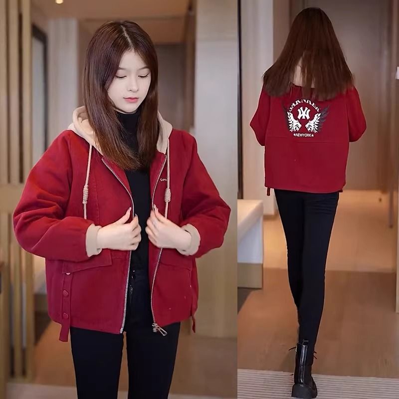 派克服棉服外套女2023秋冬季新款小個子時尚洋氣短款加絨夾克上衣