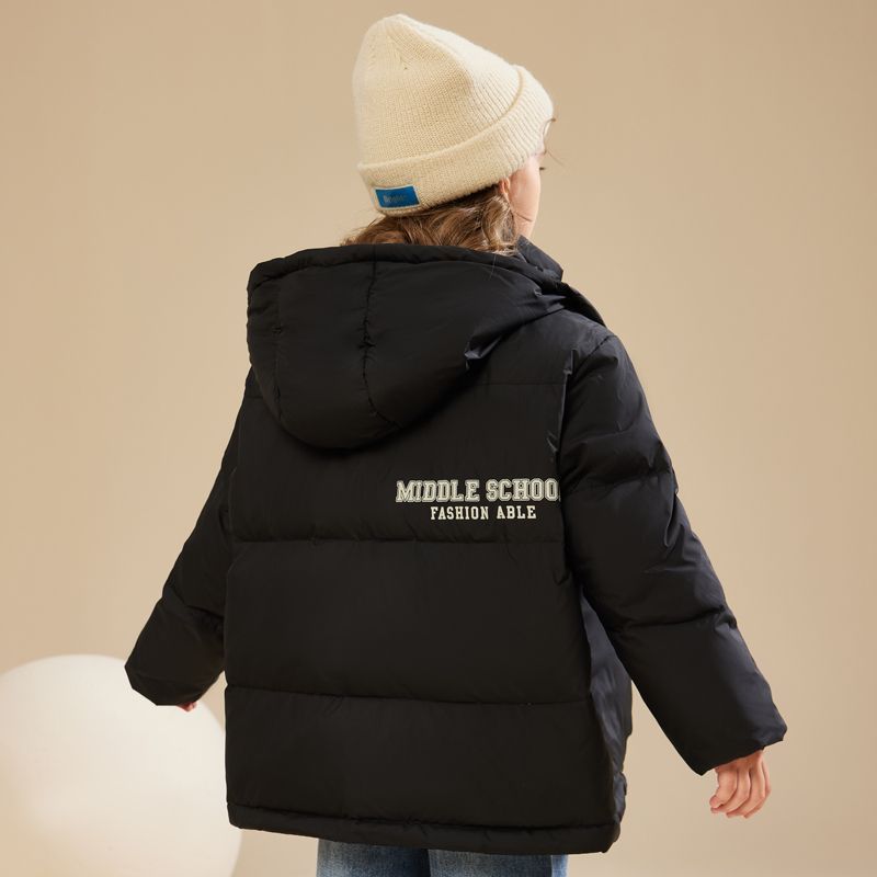 Children and girls medium-length down jacket  new winter thickened cold-proof fur collar ins style jacket for big girls