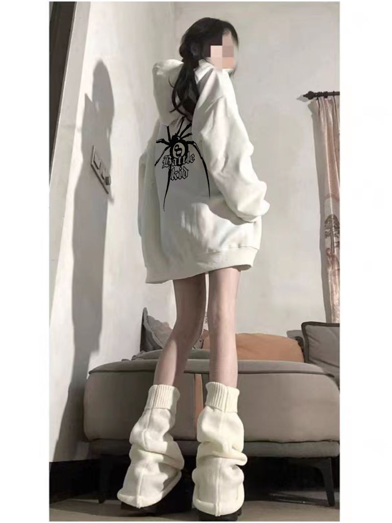 100%紡棉美式高街潮牌百搭杏色衛衣oversize小眾設計感ins風上衣