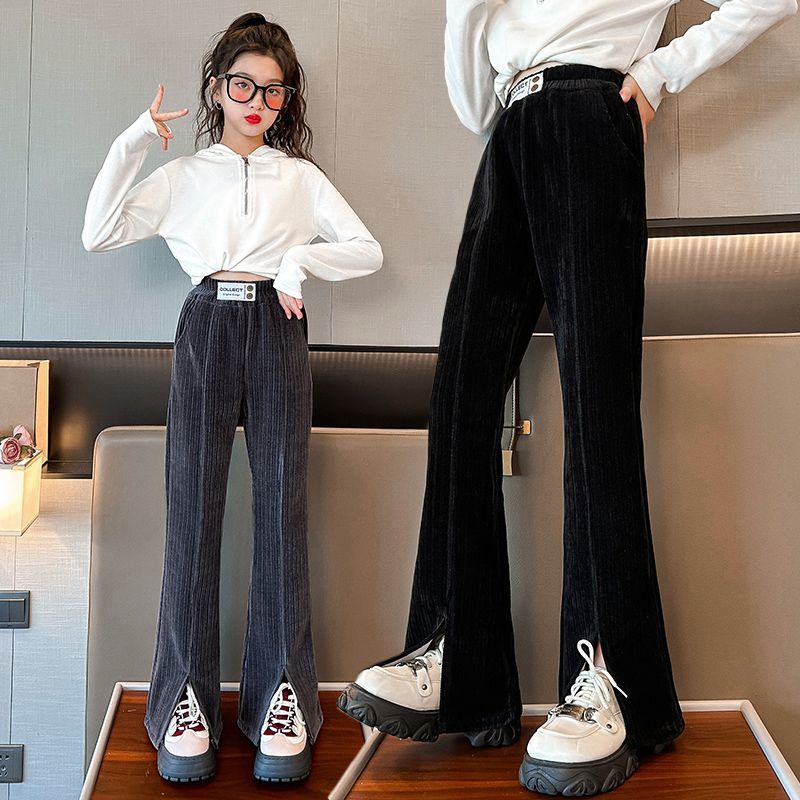 女童褲子春秋款洋氣大童時尚百搭休閒秋季長褲女孩秋裝兒童喇叭褲
