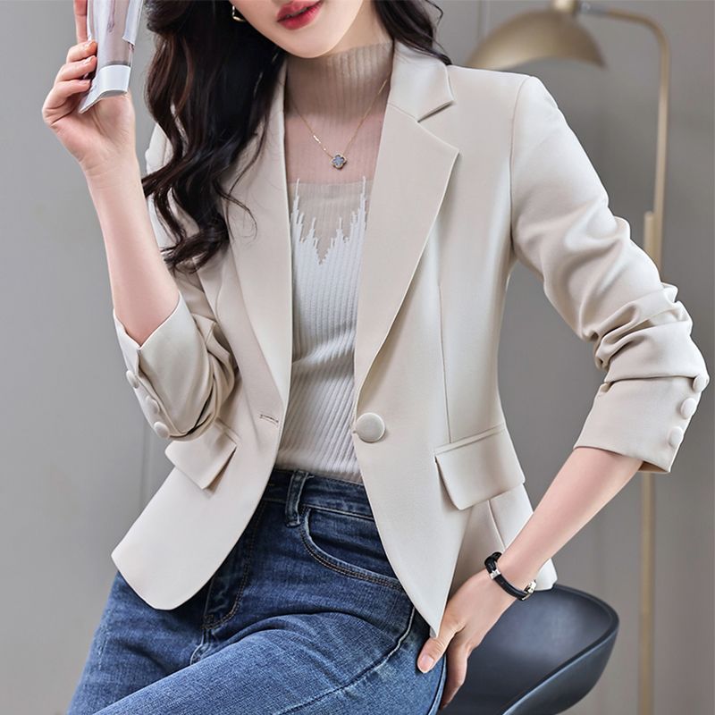 高級感西裝外套女春秋2023新款小個子時尚休閒短款修身洋氣小西服