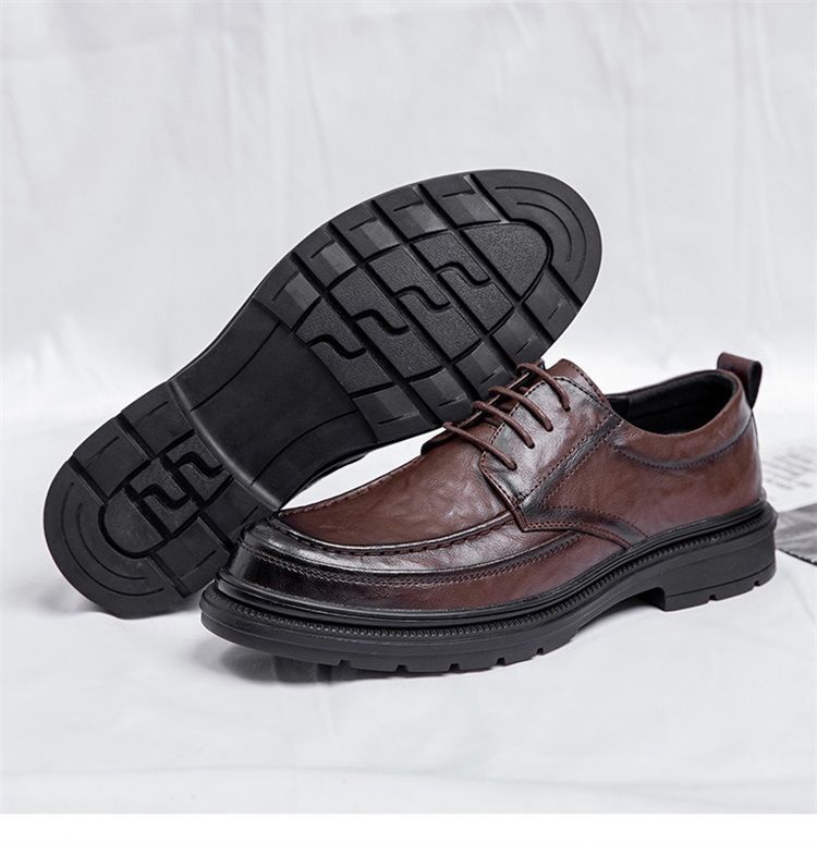 Brown leather autumn high-end business wide head British style men's suit wedding groom's shoes_vogvips.com