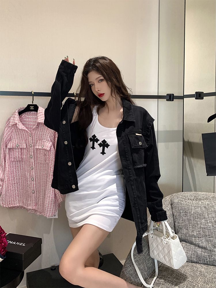 牛仔外套女2023春秋新款水洗復古設計感小眾寬鬆百搭學生夾克上衣