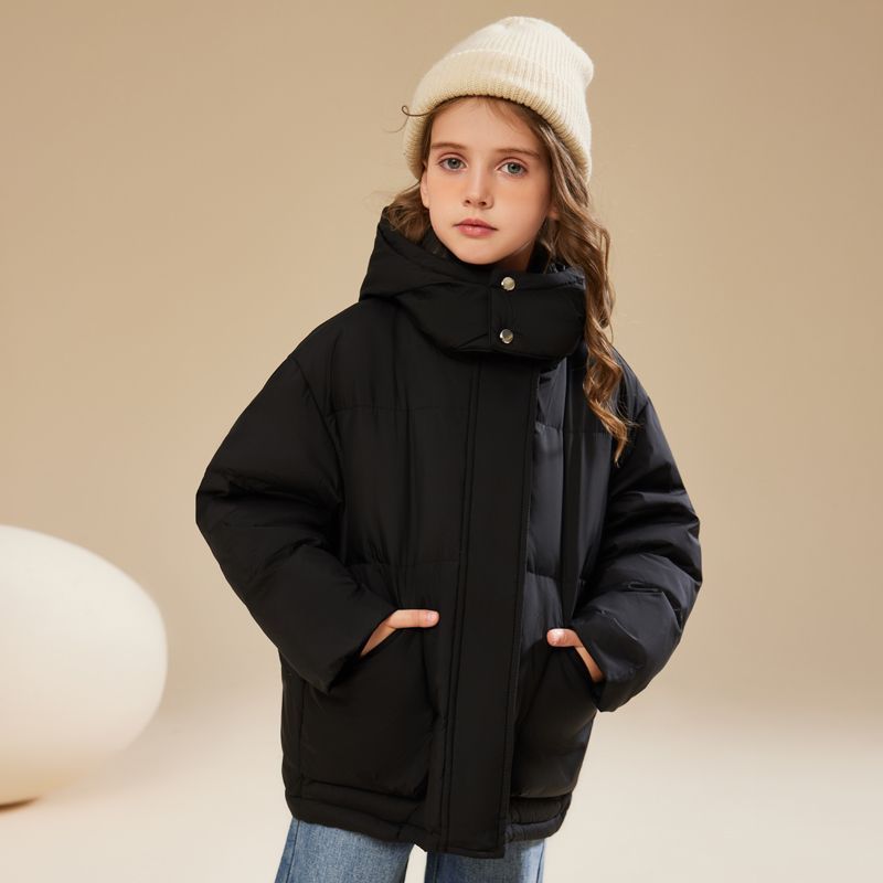 Children and girls medium-length down jacket  new winter thickened cold-proof fur collar ins style jacket for big girls