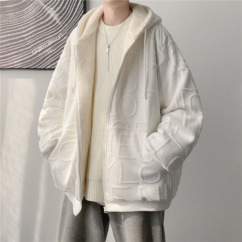 【两件套】冬季加绒加厚套装男生羊羔绒棉袄外套棉衣一套搭配帅气