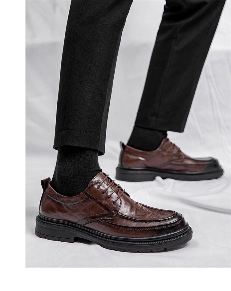 Brown leather autumn high-end business wide head British style men's suit wedding groom's shoes_vogvips.com