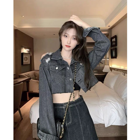 氣質復古牛仔外套女春秋新款韓版寬鬆bf風炸街小個子短款夾克上衣