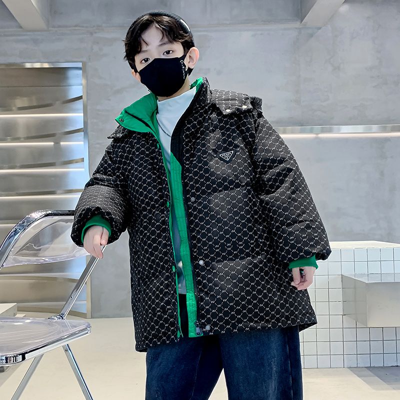 冬季新款儿童羽绒棉服男童加厚中长款外套洋气保暖韩版男宝宝棉衣