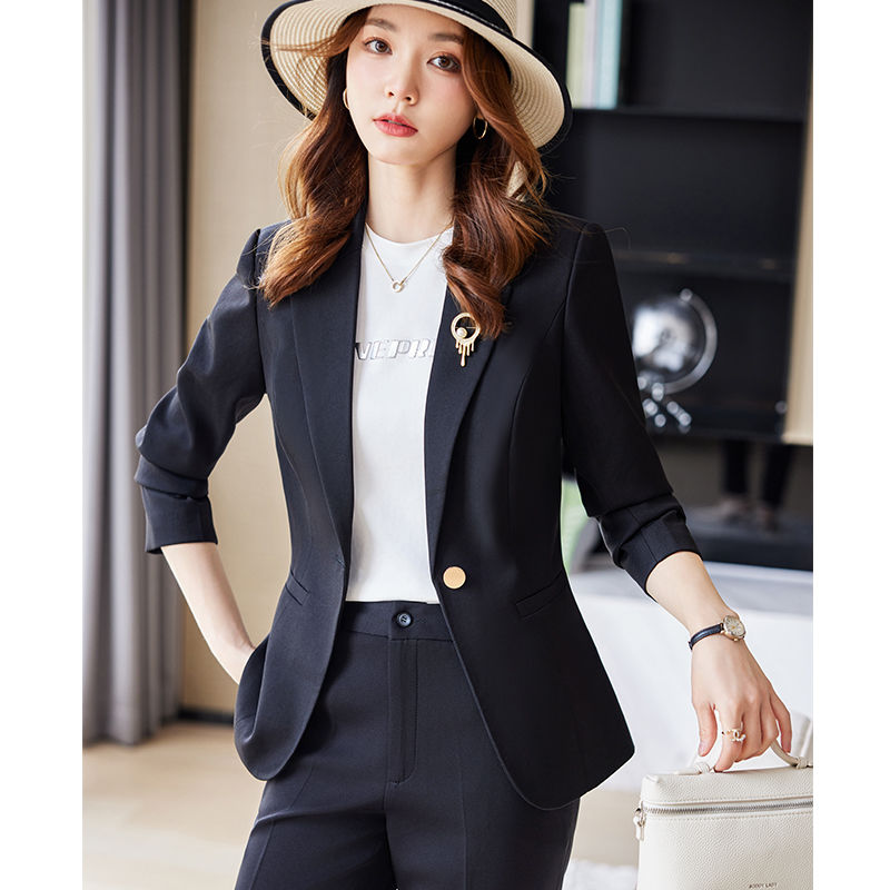 Green suit jacket for women spring and autumn 2023 new slim temperament goddess style fashionable casual professional suit