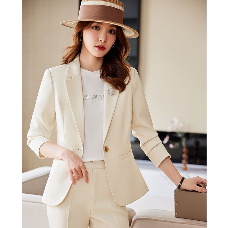 Green suit jacket for women spring and autumn 2023 new slim temperament goddess style fashionable casual professional suit