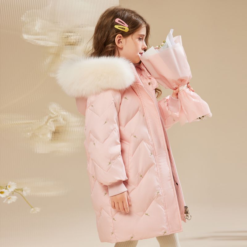 兒童羽絨服女童2023保暖爆款中大童高檔中小童冬季加厚送包外套潮