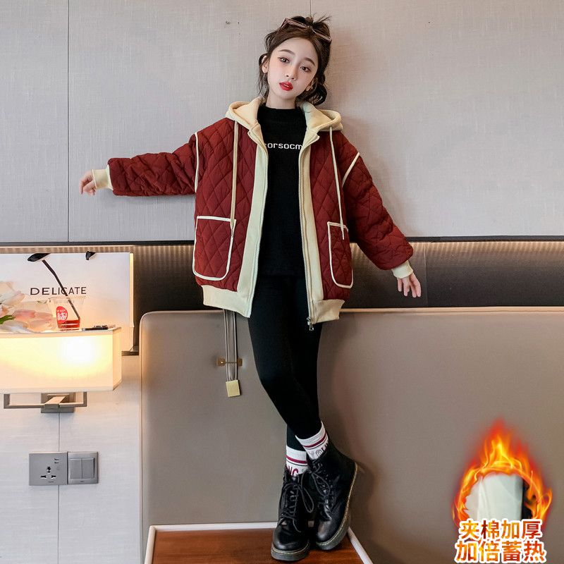 Girls' fleece jacket autumn and winter  new style children's winter jacket little girl thickened winter top