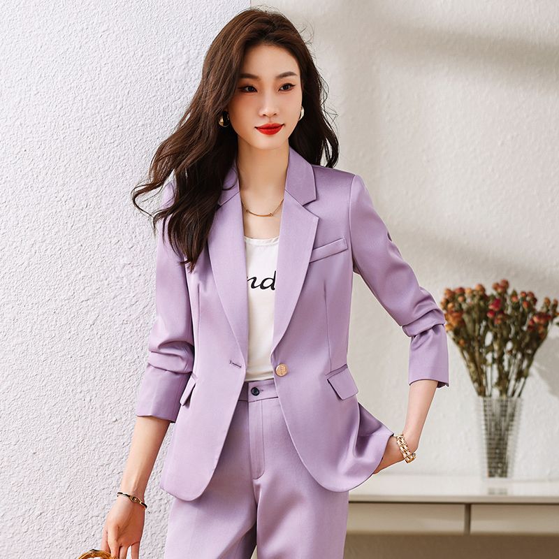 Purple blazer women's 2023 new long-sleeved temperament high-end professional women's light luxury high-end suit autumn