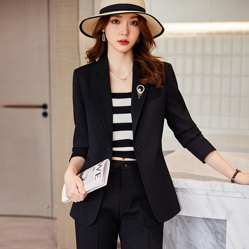 Black suit jacket for women 2023 new style small professional formal fit temperament goddess style work clothes suit