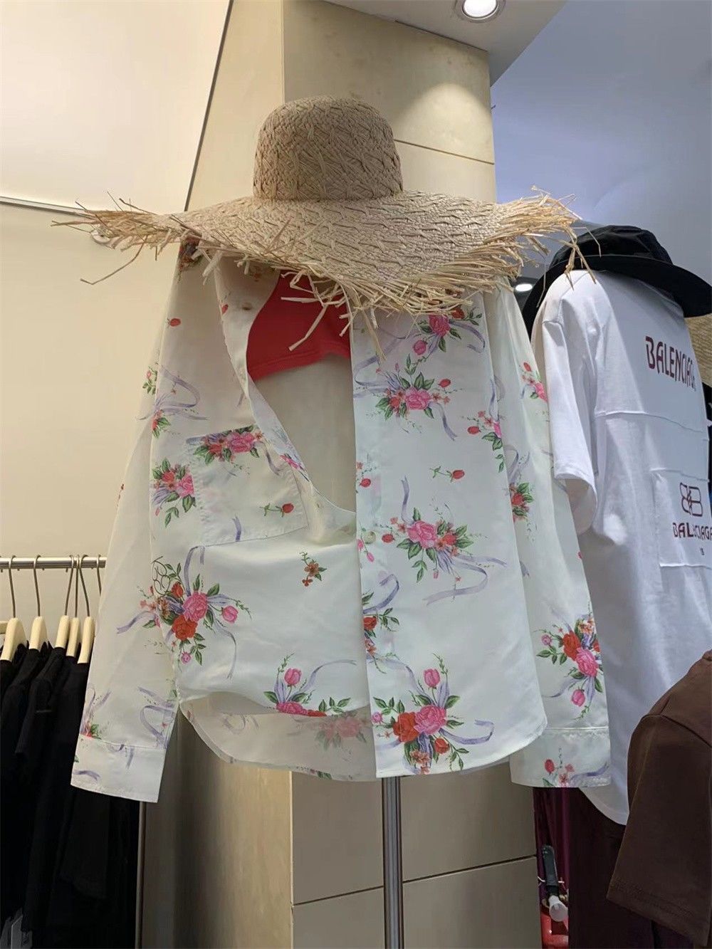 秋季女裝復古慵懶風印花長袖襯衫外穿顯瘦寬鬆大碼襯衣上衣女洋氣