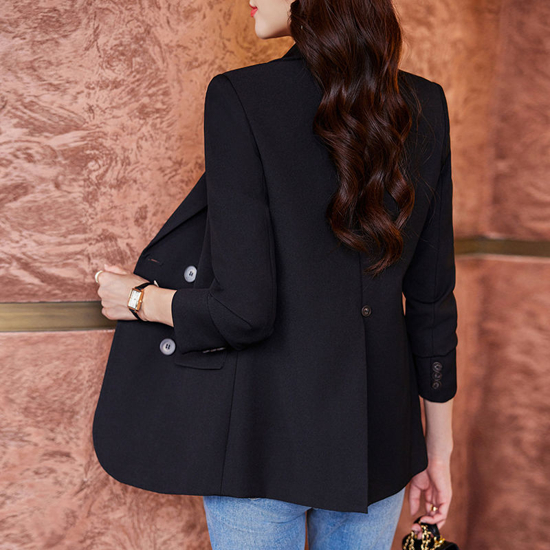 Casual black small suit jacket for women 2023 new Korean style versatile high-end top with temperament and small suit