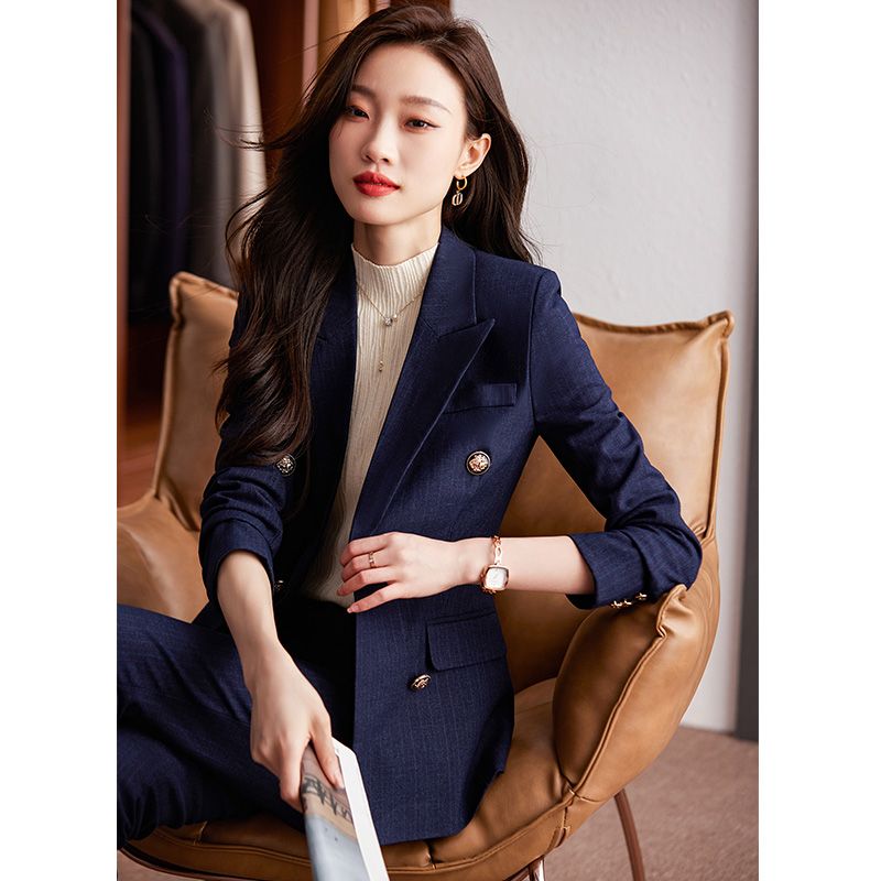 Suit suit for women autumn and winter new fashion temperament slim high-end professional manager work clothes striped suit work clothes