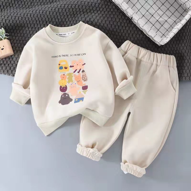 韩版儿童套装男女童秋季新款童装宝宝衣服卡通卫衣卫裤两件套洋气