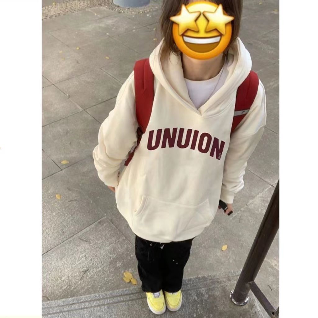 美式復古慵懶風oversize衛衣女春秋冬高街小個子寬鬆小眾設計外套