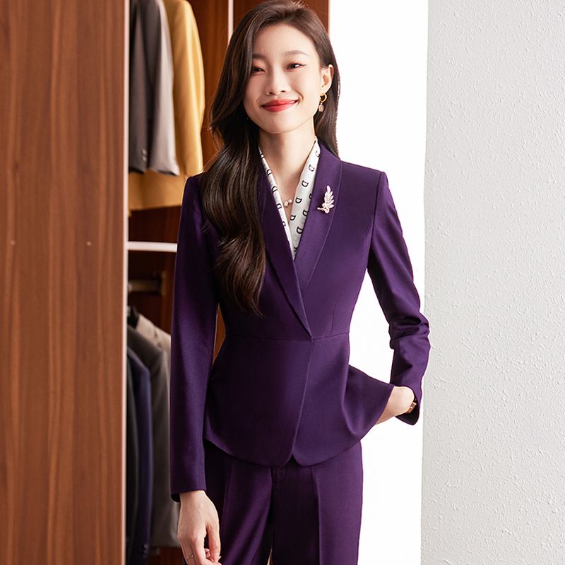 High-end black suit suit for women 2023 autumn new style waist slimming professional commuting OL suit two-piece suit