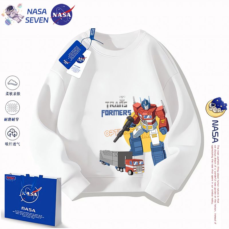 NASA卡通擎天柱儿童卫衣春秋季纯棉长袖洋气变形金刚上衣中大童装