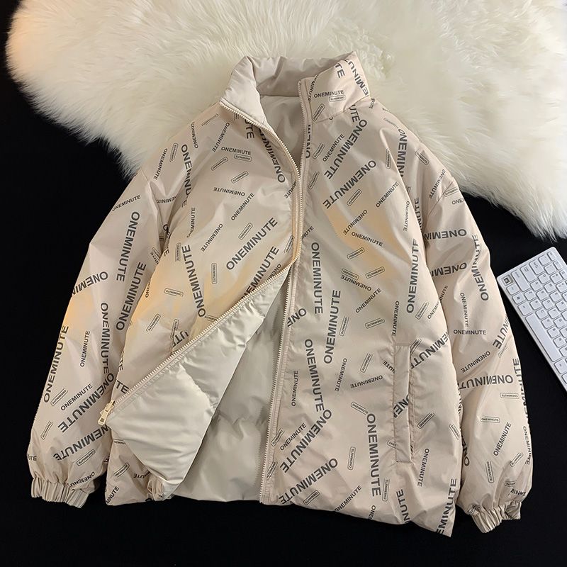 Double sided cotton jacket warmth keeping trendy brand new outerwear couples, unisex stand collar for autumn and_voghion.com