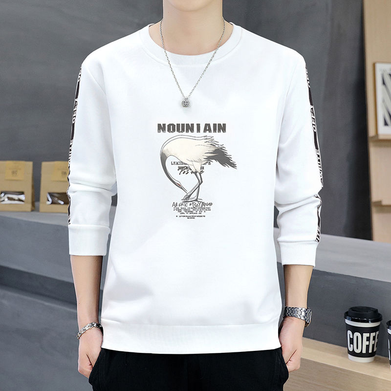 [With velvet/without velvet] New autumn and winter men's pullover sweatshirt men's round neck printed sweatshirt men's long-sleeved T-shirt