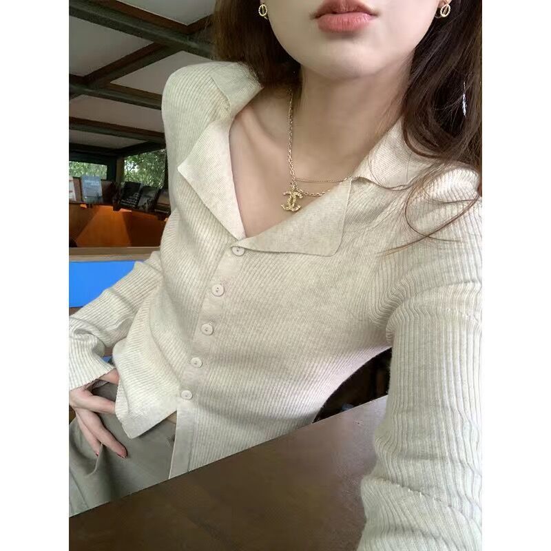 Pure desire style long-sleeved sweater for women early autumn Korean version 2023 new thin section slimming inner layering top