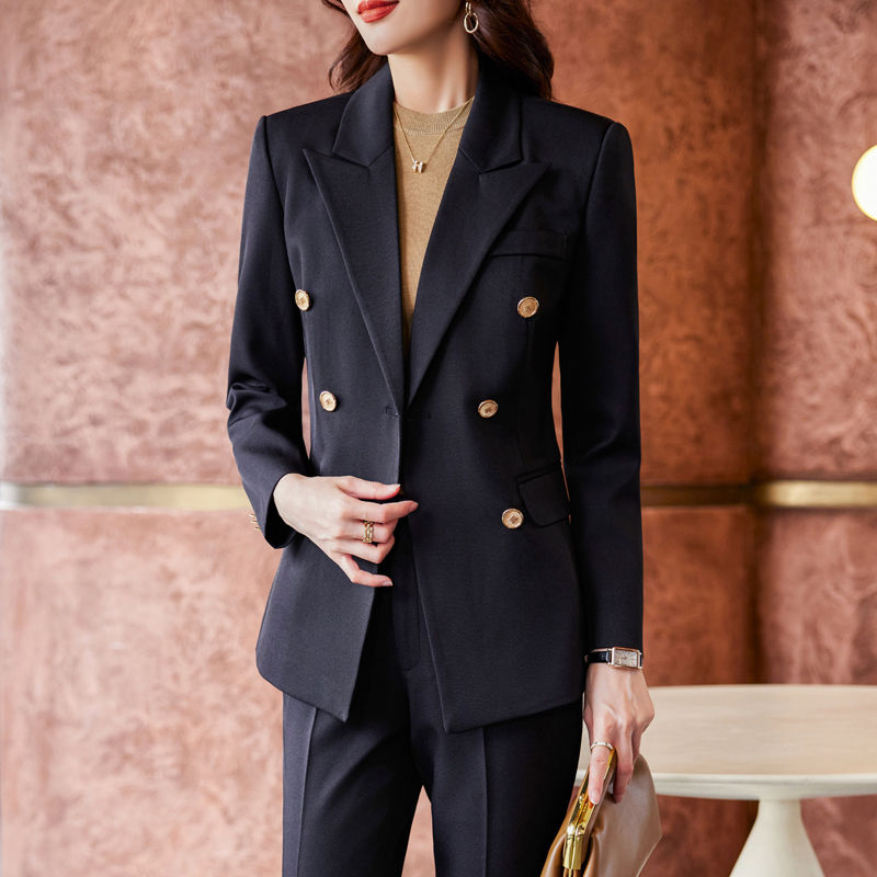 Khaki blazer women's autumn and winter new fashion high-end temperament commuter work clothes professional suit suit