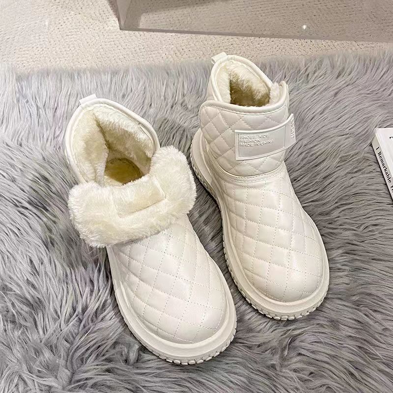 小香風雪地靴女秋冬女鞋新款百搭時尚厚底麵包鞋加絨防滑保暖棉鞋