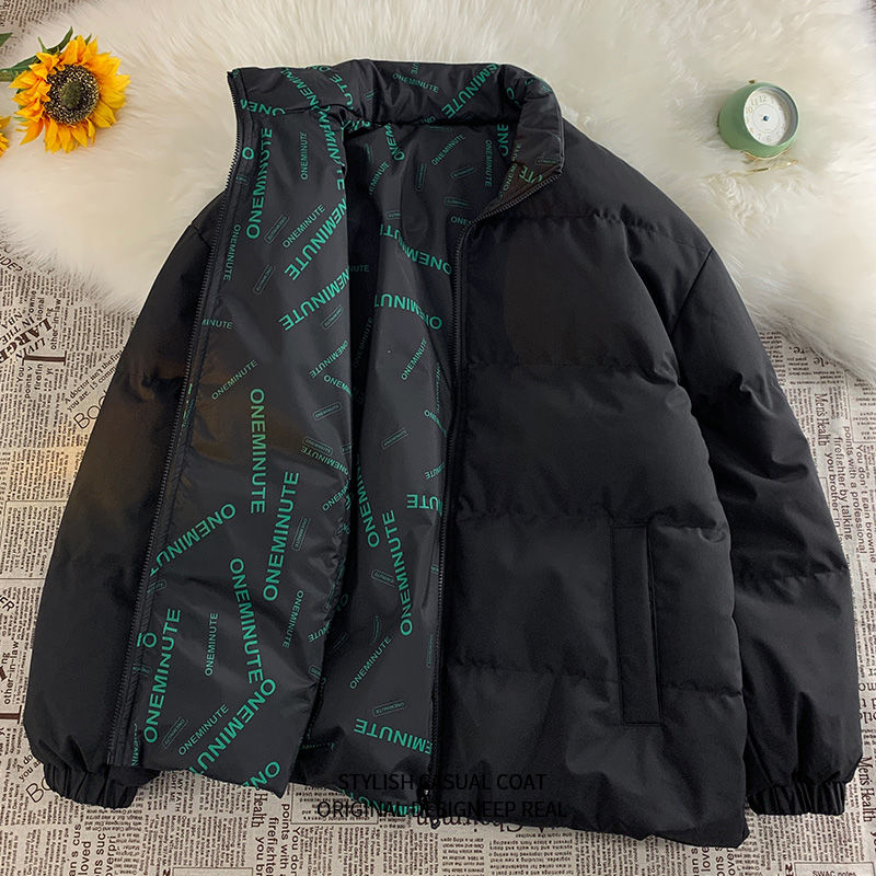 Double sided cotton jacket warmth keeping trendy brand new outerwear couples, unisex stand collar for autumn and_voghion.com