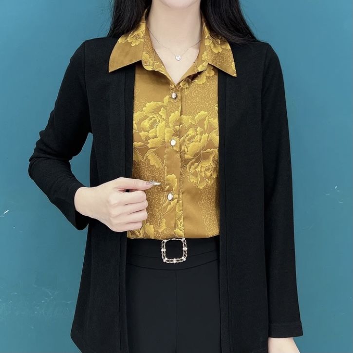 高檔假兩件上衣女士秋季新款遮肚子小衫氣質襯衫女人味打底衫女裝