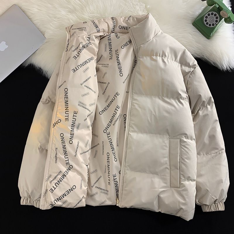 Double sided cotton jacket warmth keeping trendy brand new outerwear couples, unisex stand collar for autumn and_voghion.com