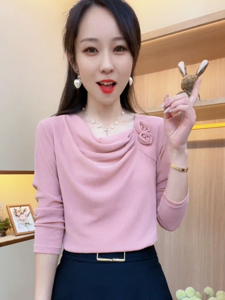 長袖網紗打底衫女設計感時尚小衫2023秋季新款優雅氣質顯瘦上衣