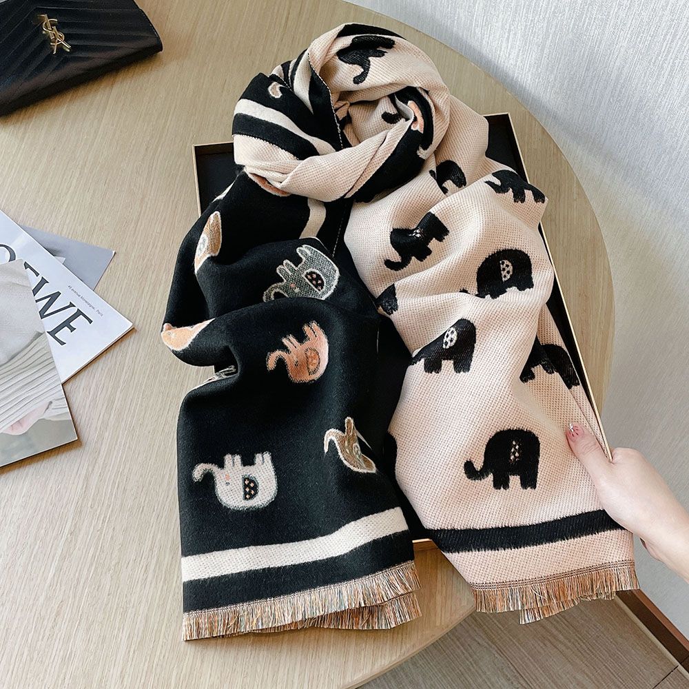 Temperamento femminile simpatico elefante finto cashmere morbido scialle invernale caldo Sciarpa coreana della marea_voghion.com